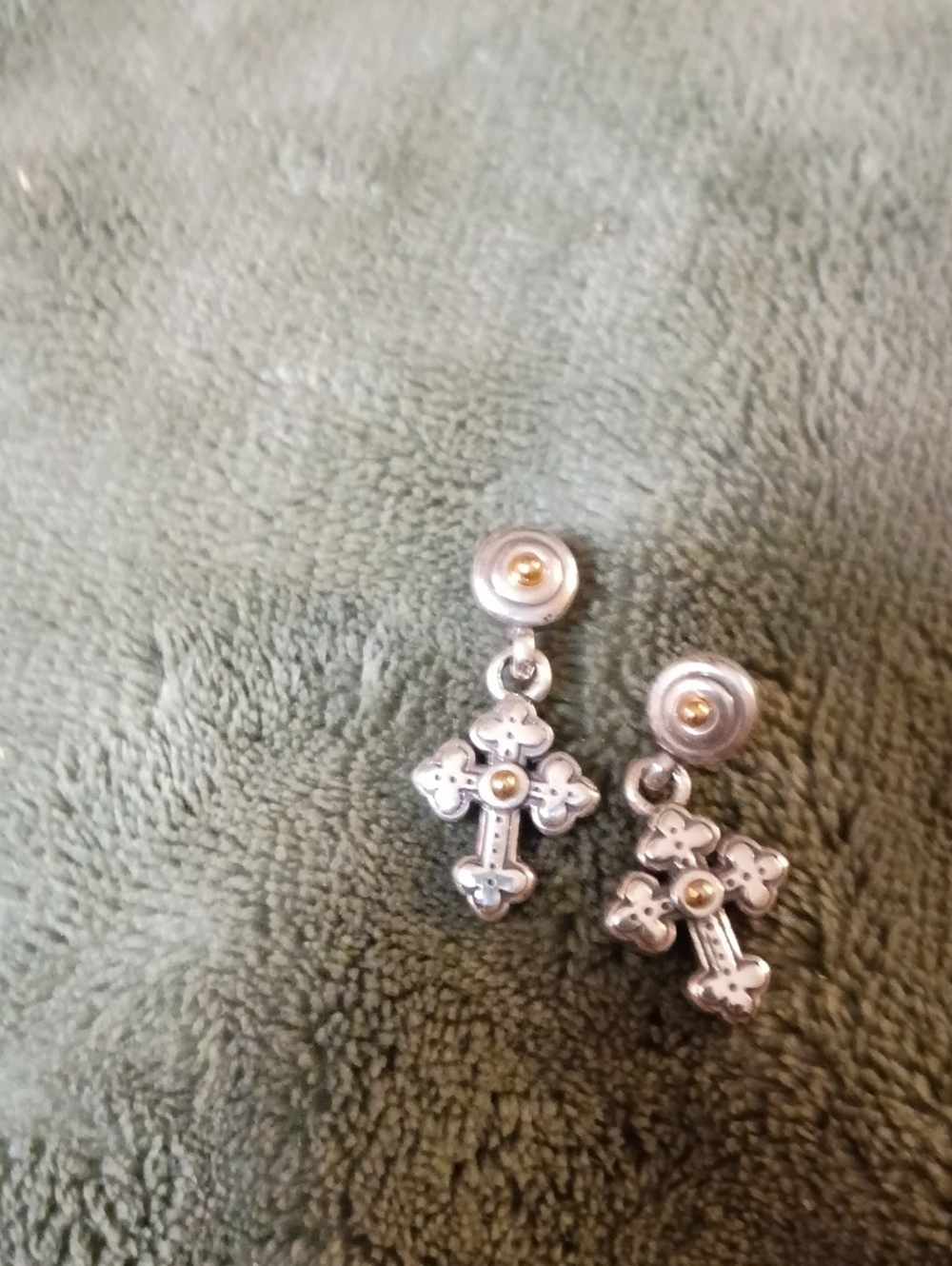 Sterling Silver Cross Drop Earrings with Brighton Retired Stud Post